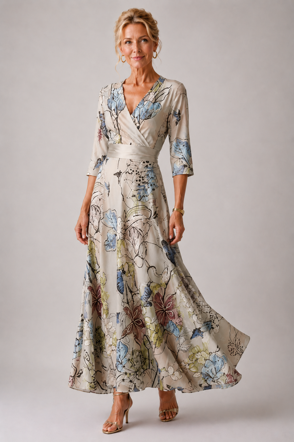 Women's Lightweight Floral Print Wrap Dress Klara