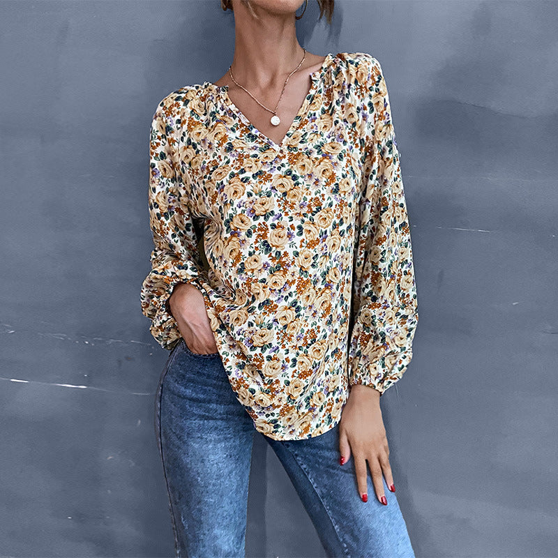 Women's Lightweight Floral Puff Sleeve Blouse Klara