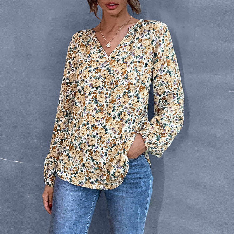 Women's Lightweight Floral Puff Sleeve Blouse Klara