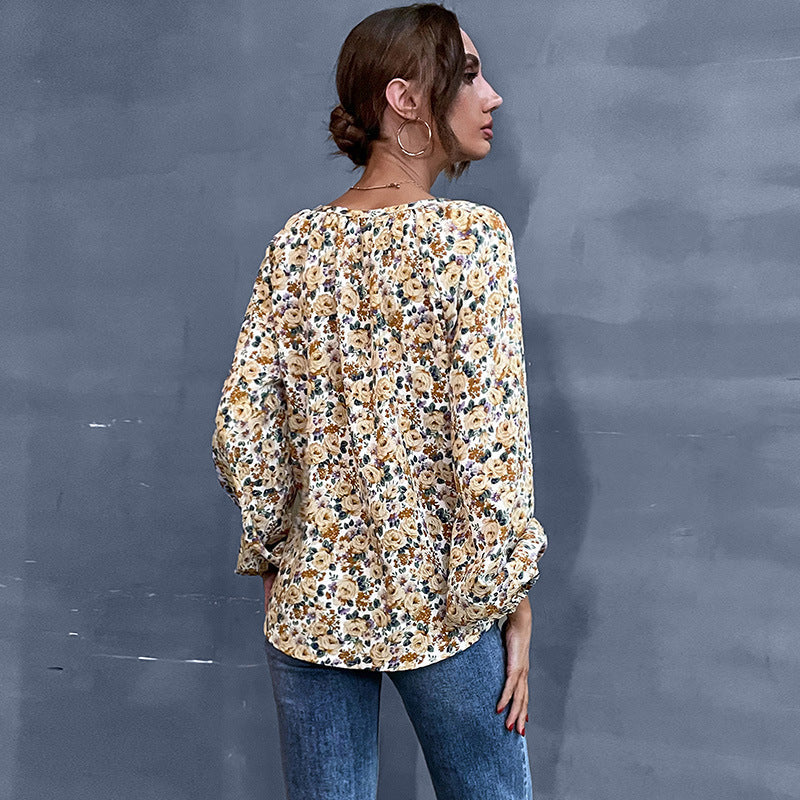 Women's Lightweight Floral Puff Sleeve Blouse Klara