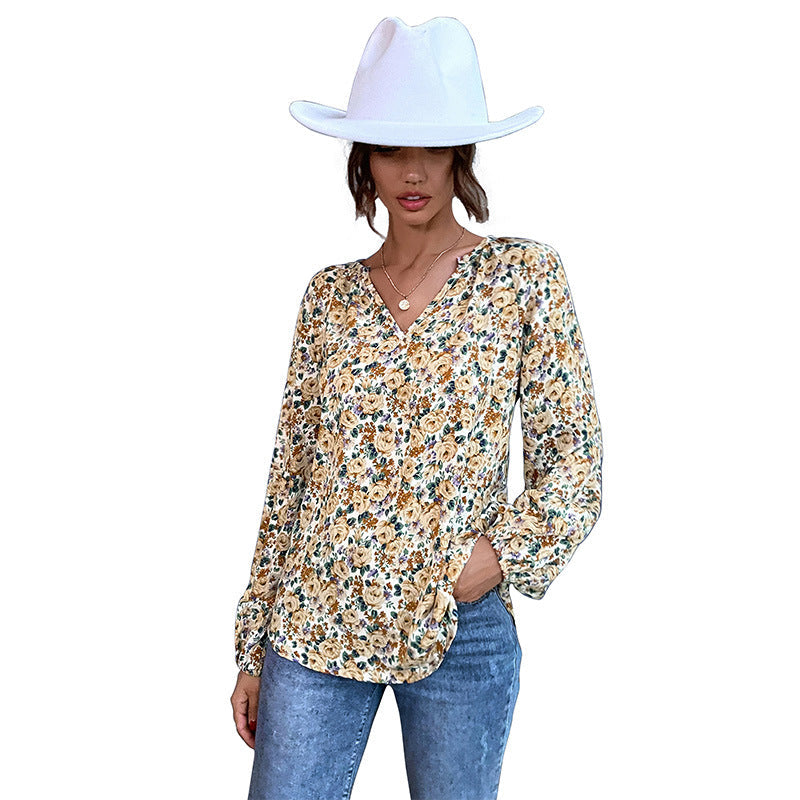 Women's Lightweight Floral Puff Sleeve Blouse Klara