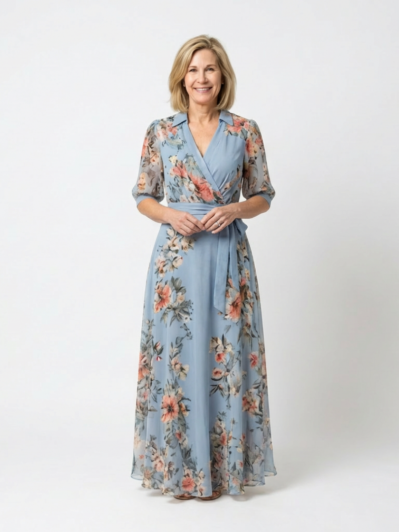 Women's Lightweight Floral Wrap Maxi Dress Klara