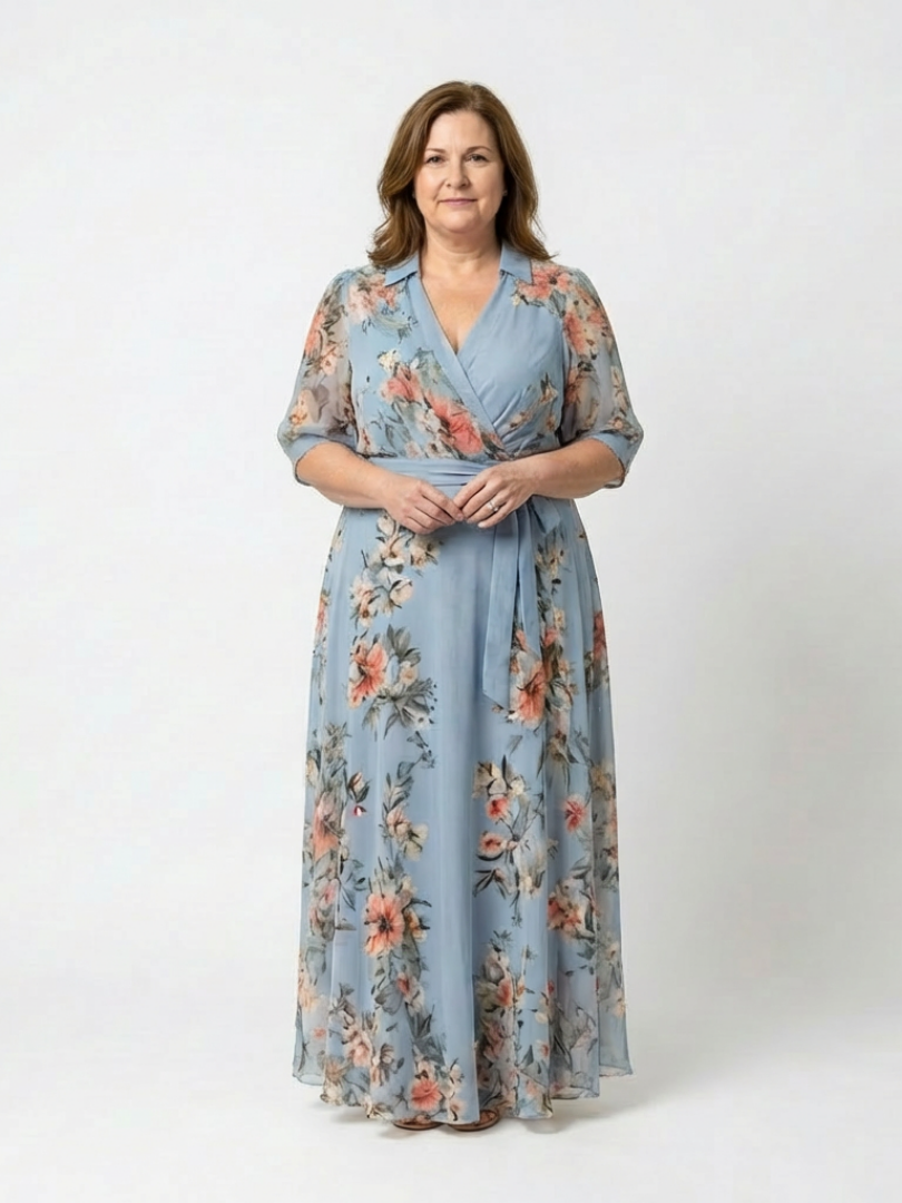 Women's Lightweight Floral Wrap Maxi Dress Klara