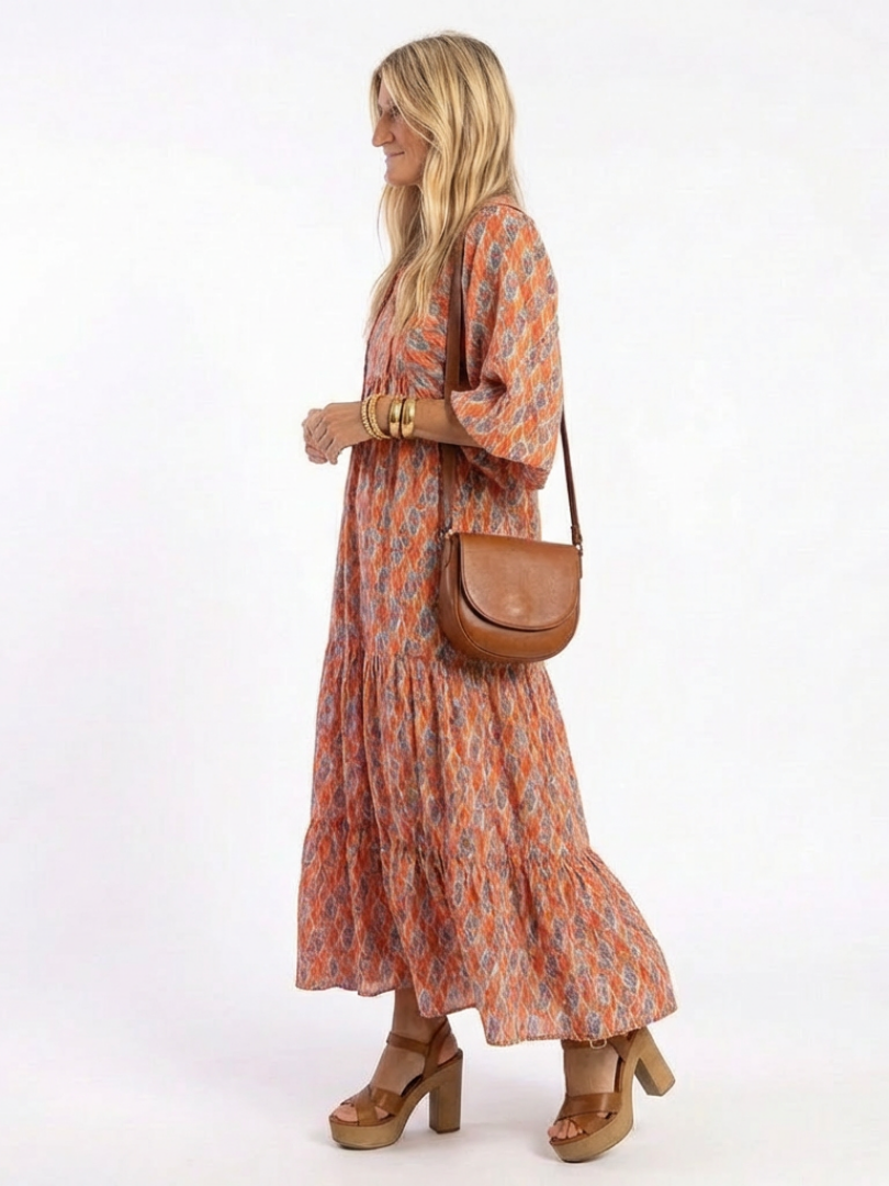 Women's Lightweight Geometric Print Midi Dress Klara