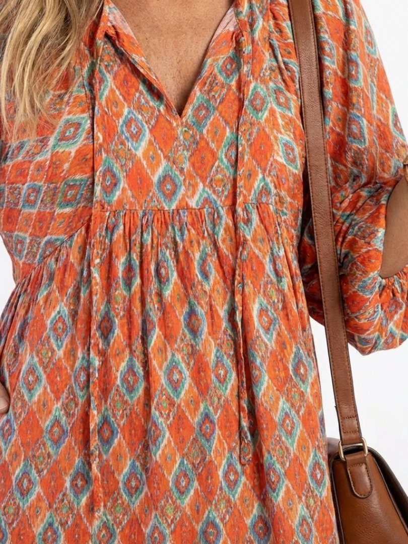 Women's Lightweight Geometric Print Midi Dress Klara