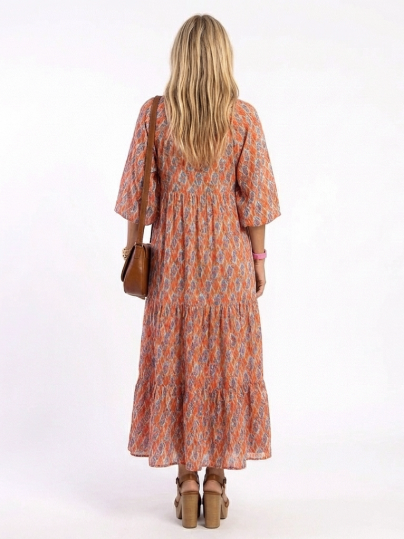 Women's Lightweight Geometric Print Midi Dress Klara