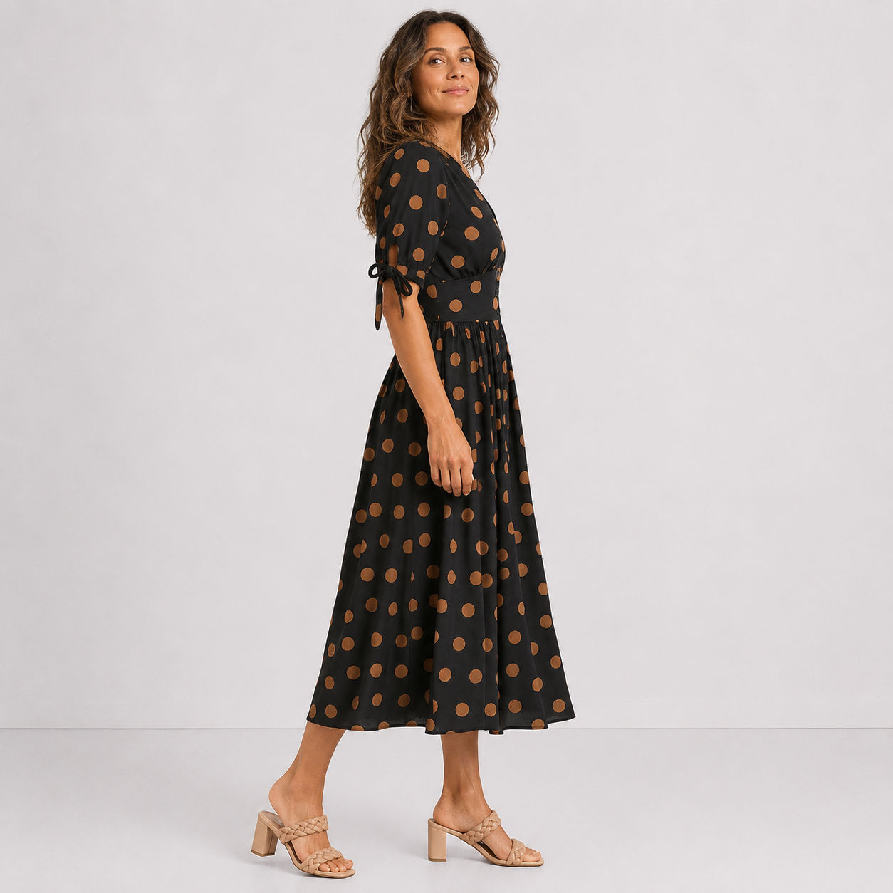 Women's Lightweight Polka Dot Midi Dress Klara