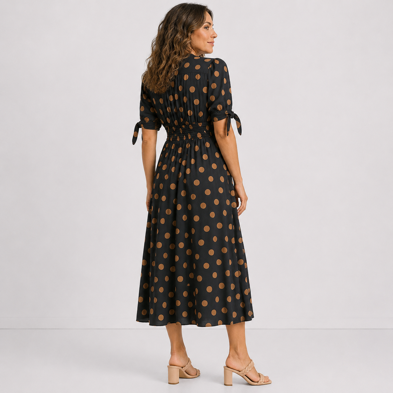 Women's Lightweight Polka Dot Midi Dress Klara