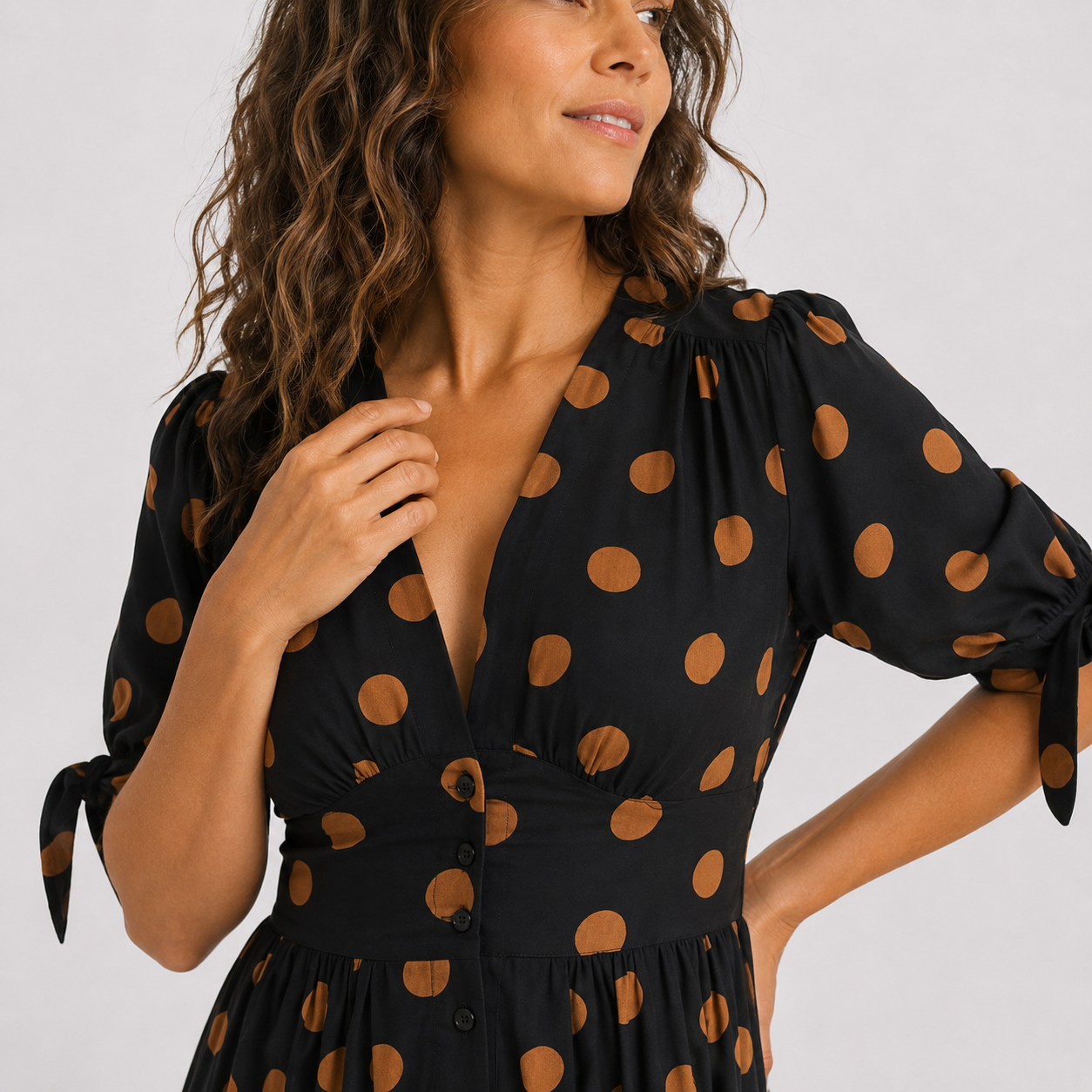 Women's Lightweight Polka Dot Midi Dress Klara