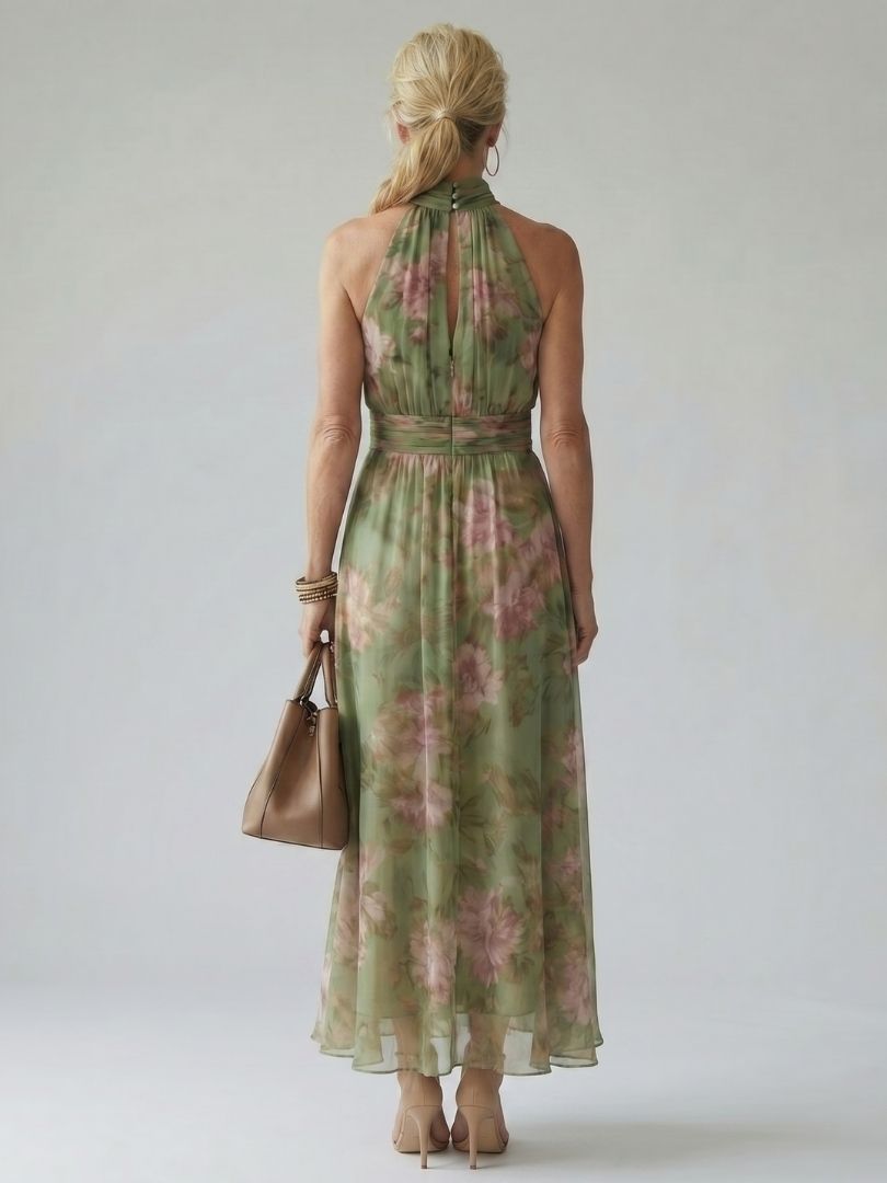 Women's Lightweight Ruffled Halterneck Midi Dress Klara