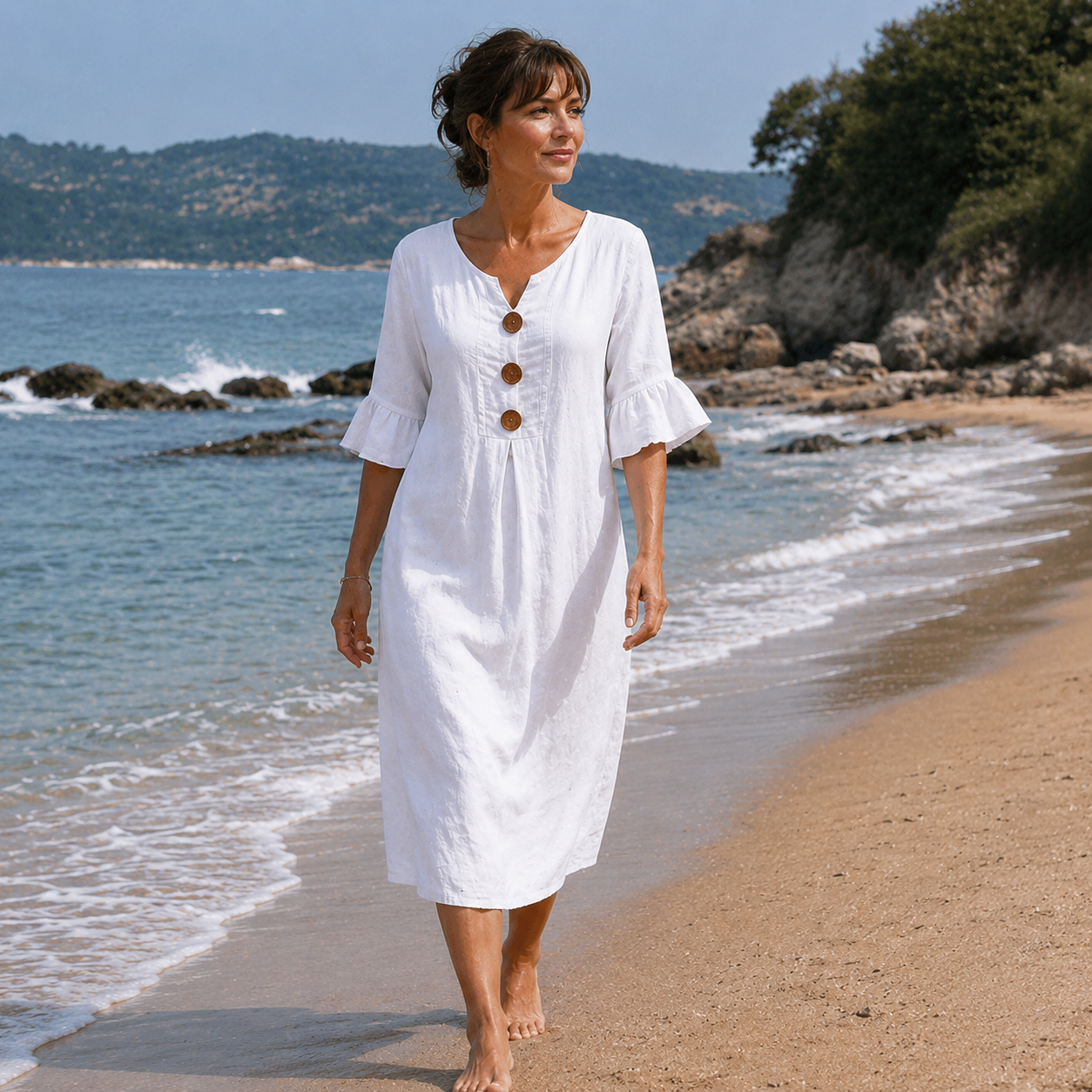 Women's Lightweight Ruffled Sleeve Summer Dress Klara