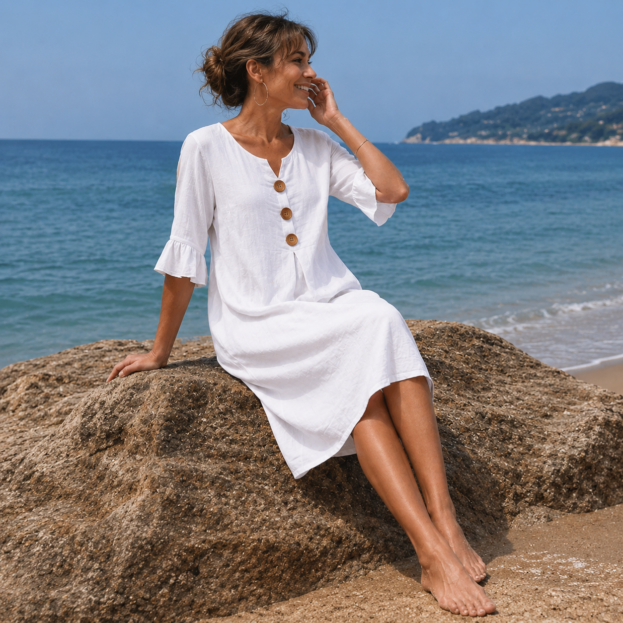 Women's Lightweight Ruffled Sleeve Summer Dress Klara