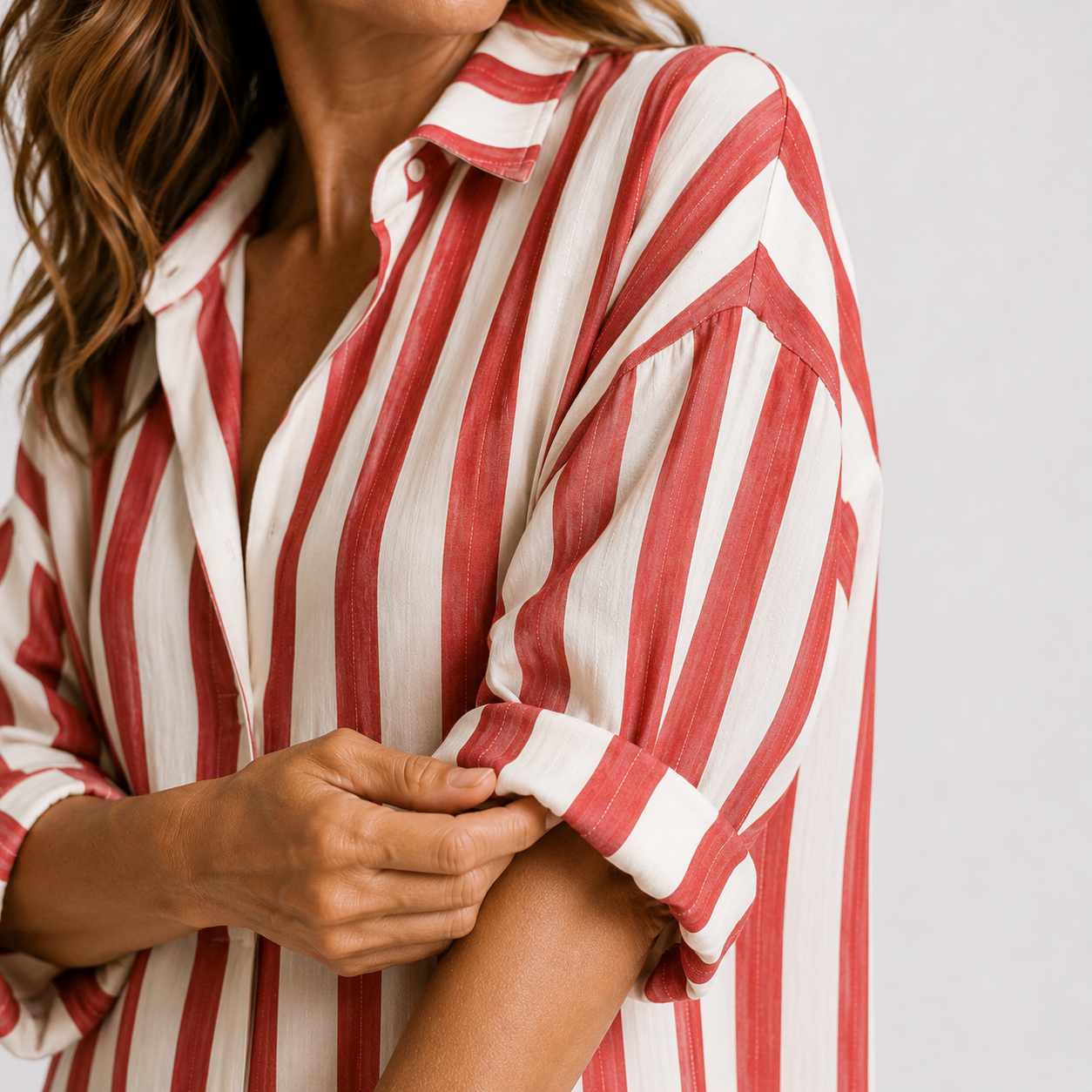 Women's Lightweight Striped Long Shirt Dress Klara