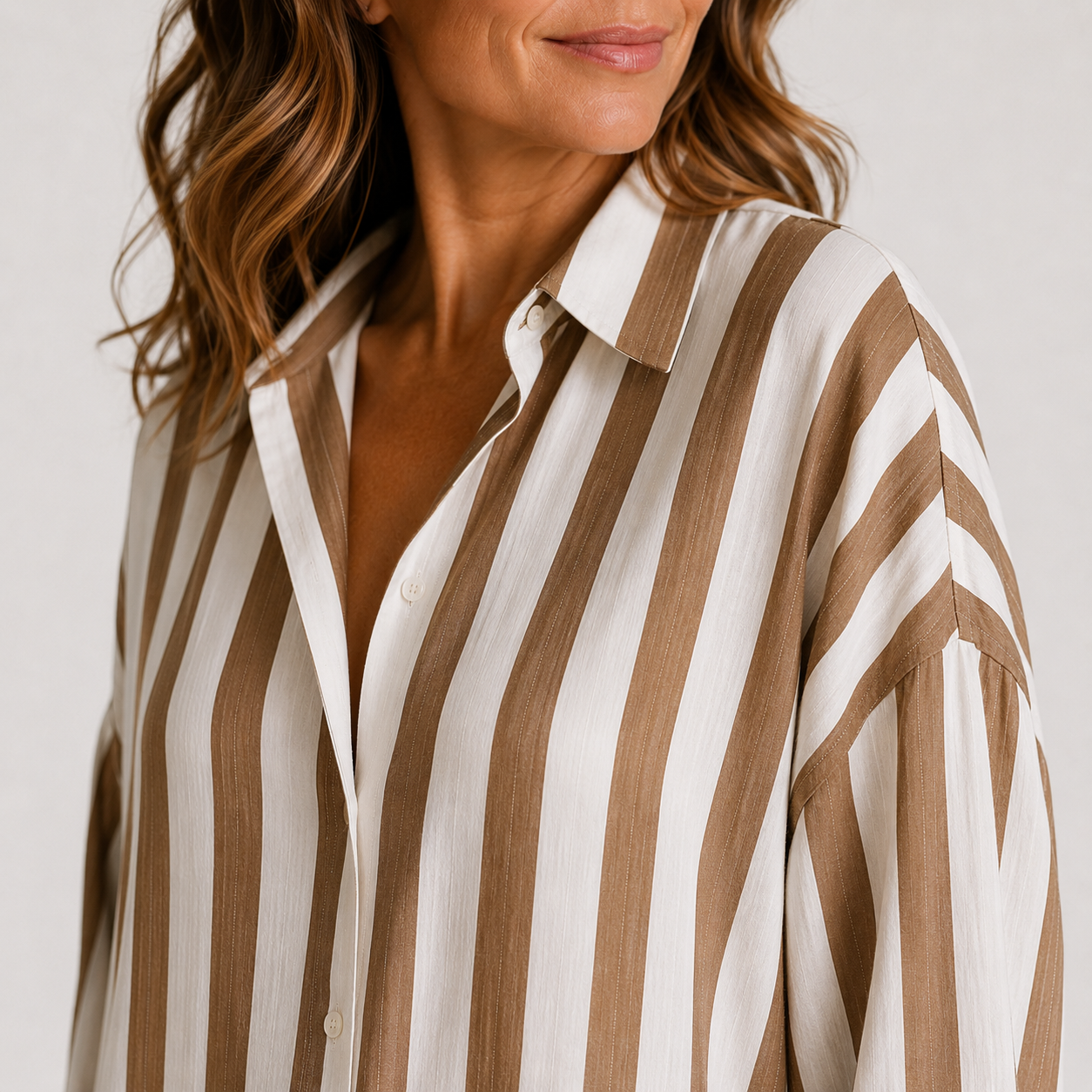 Women's Lightweight Striped Long Shirt Dress Klara