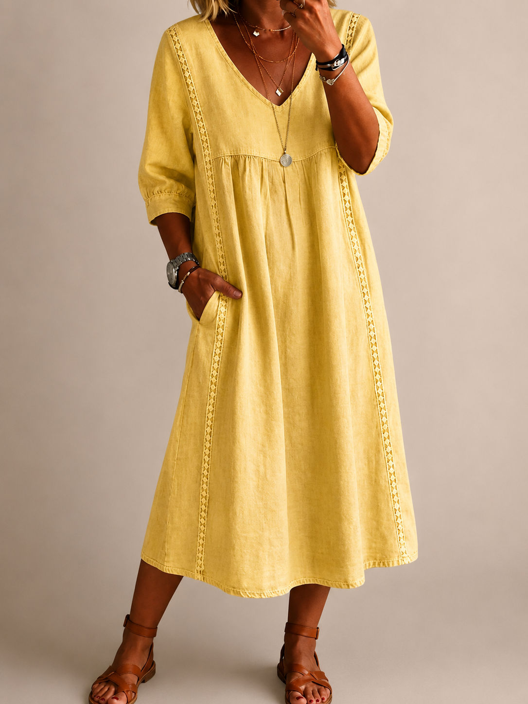 Women's Linen Cotton Midi Dress Klara
