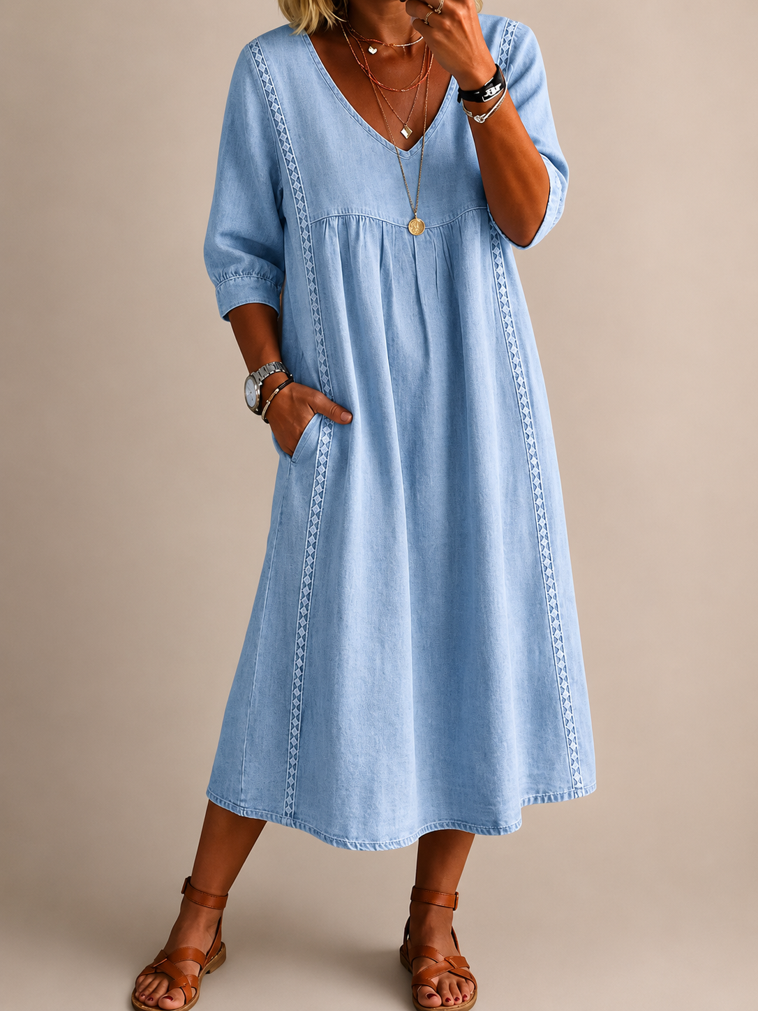 Women's Linen Cotton Midi Dress Klara
