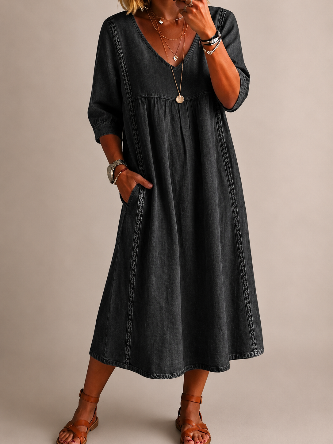 Women's Linen Cotton Midi Dress Klara