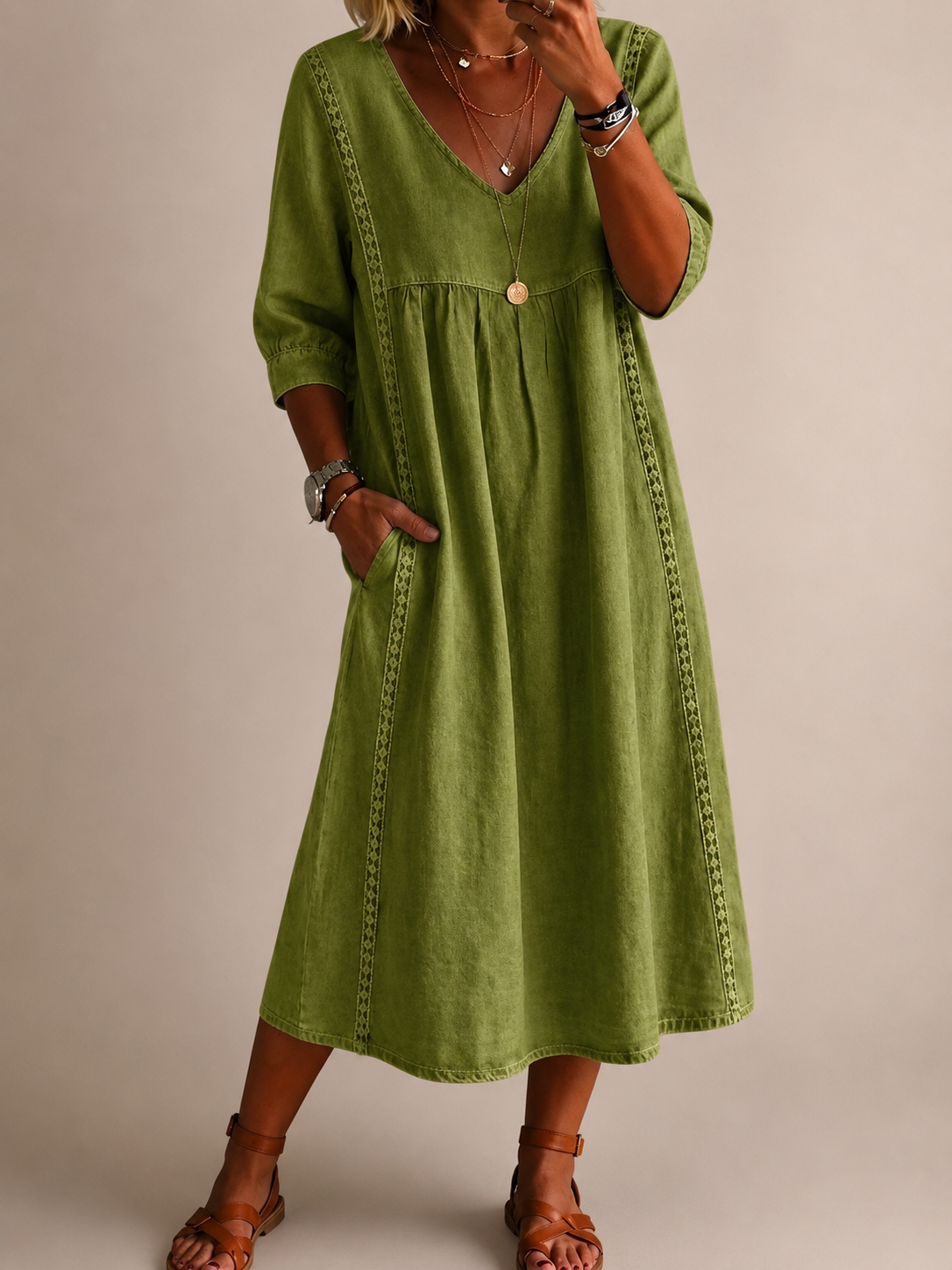 Women's Linen Cotton Midi Dress Klara