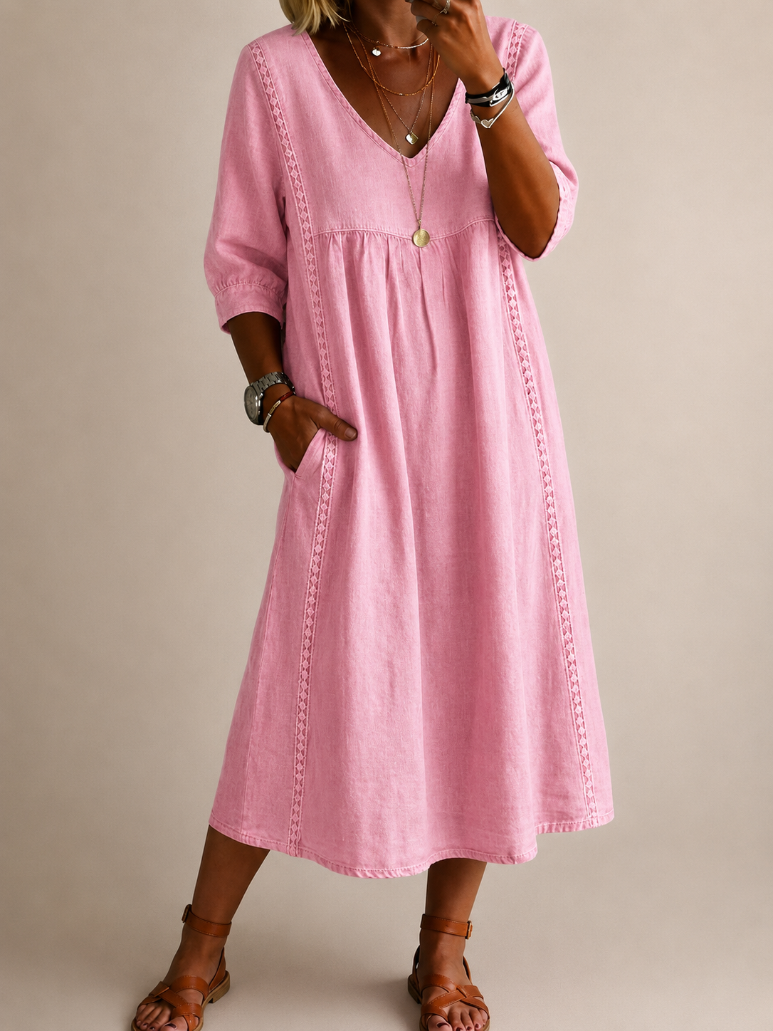 Women's Linen Cotton Midi Dress Klara