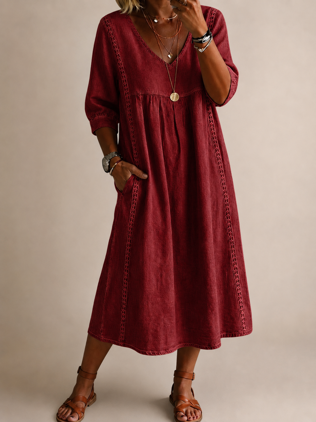 Women's Linen Cotton Midi Dress Klara