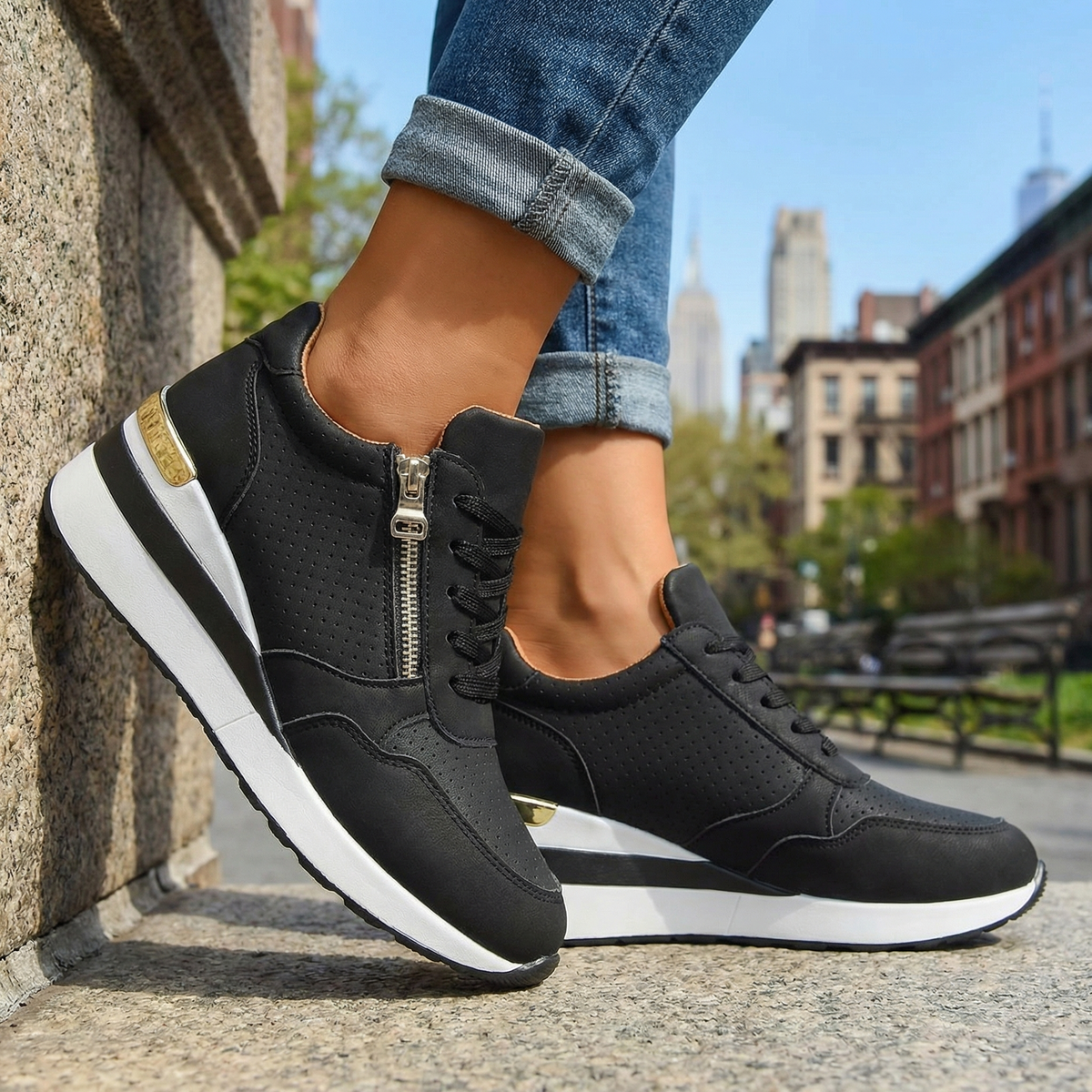 Women's Padded Insole Wedge Sneakers Klara