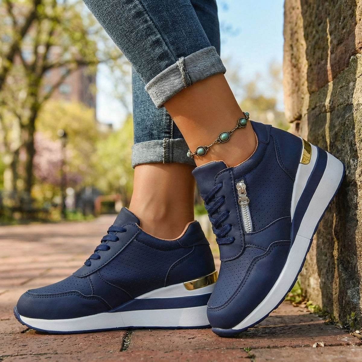 Women's Padded Insole Wedge Sneakers Klara