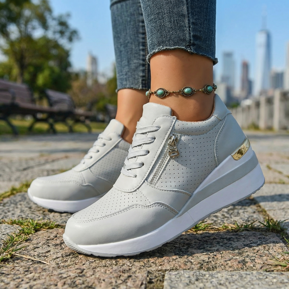 Women's Padded Insole Wedge Sneakers Klara