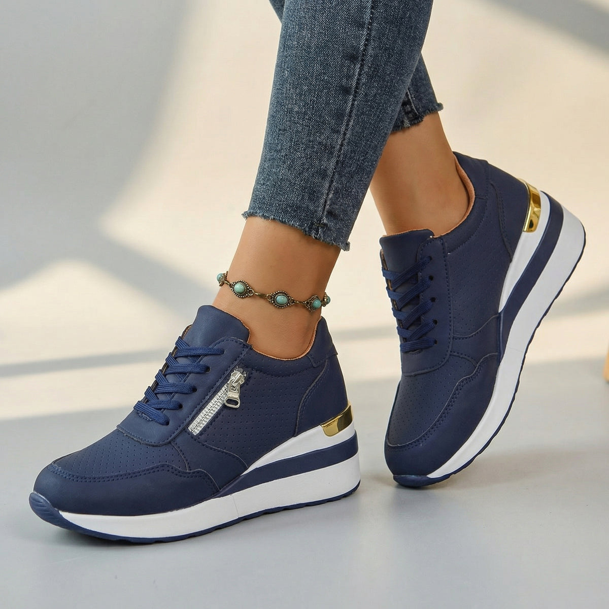Women's Padded Insole Wedge Sneakers Klara