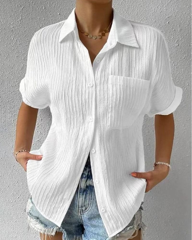 Women's Plain Short-Sleeved Blouse Klara