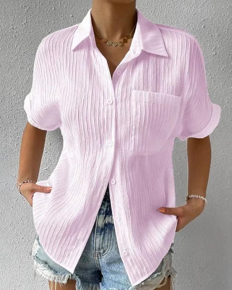 Women's Plain Short-Sleeved Blouse Klara