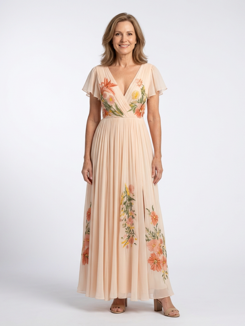 Women's Pleated Floral Maxi Dress Klara