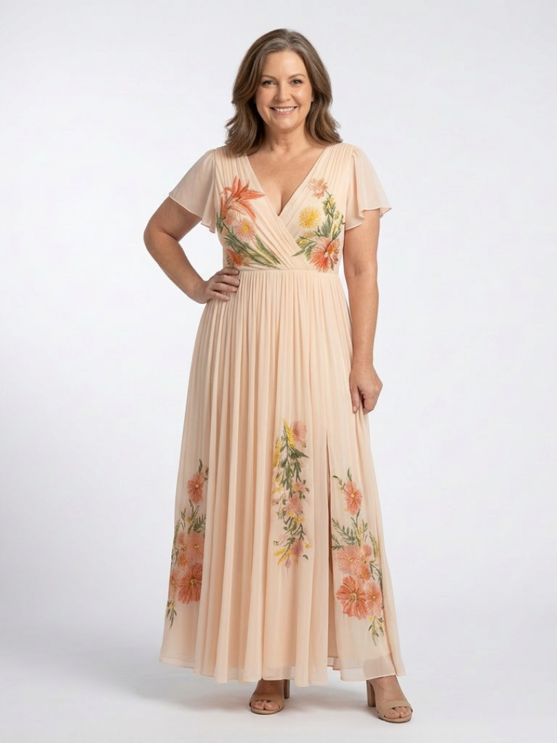 Women's Pleated Floral Maxi Dress Klara