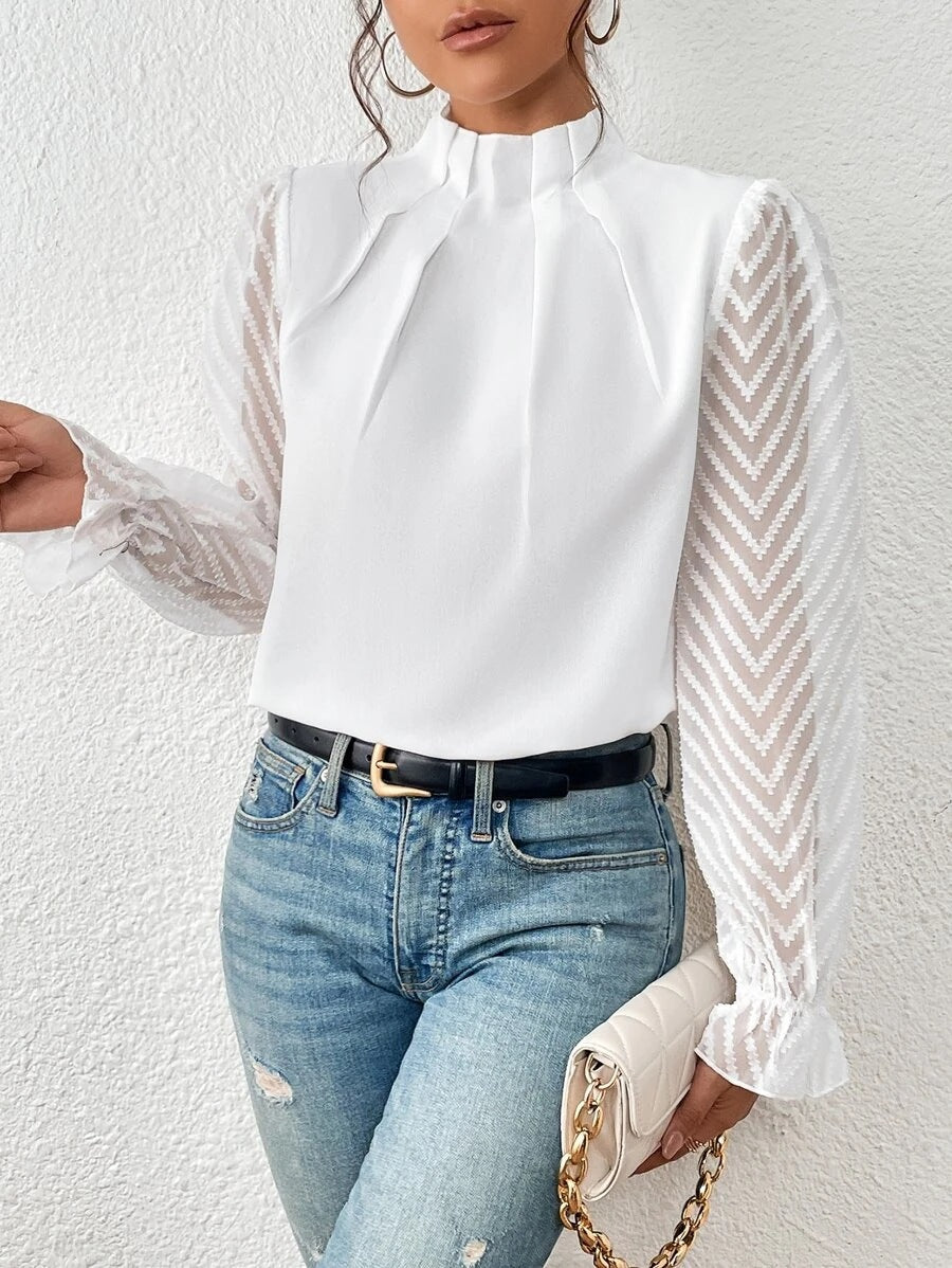 Women's Pleated Sleeve Long Sleeve Blouse Klara