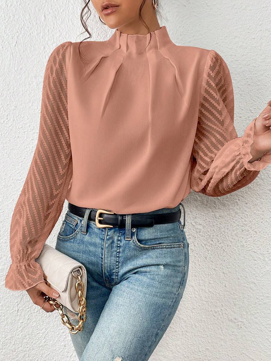 Women's Pleated Sleeve Long Sleeve Blouse Klara