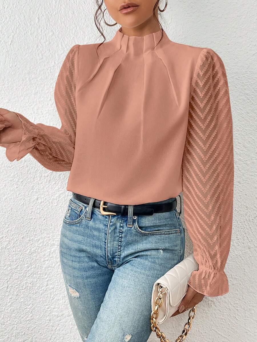 Women's Pleated Sleeve Long Sleeve Blouse Klara