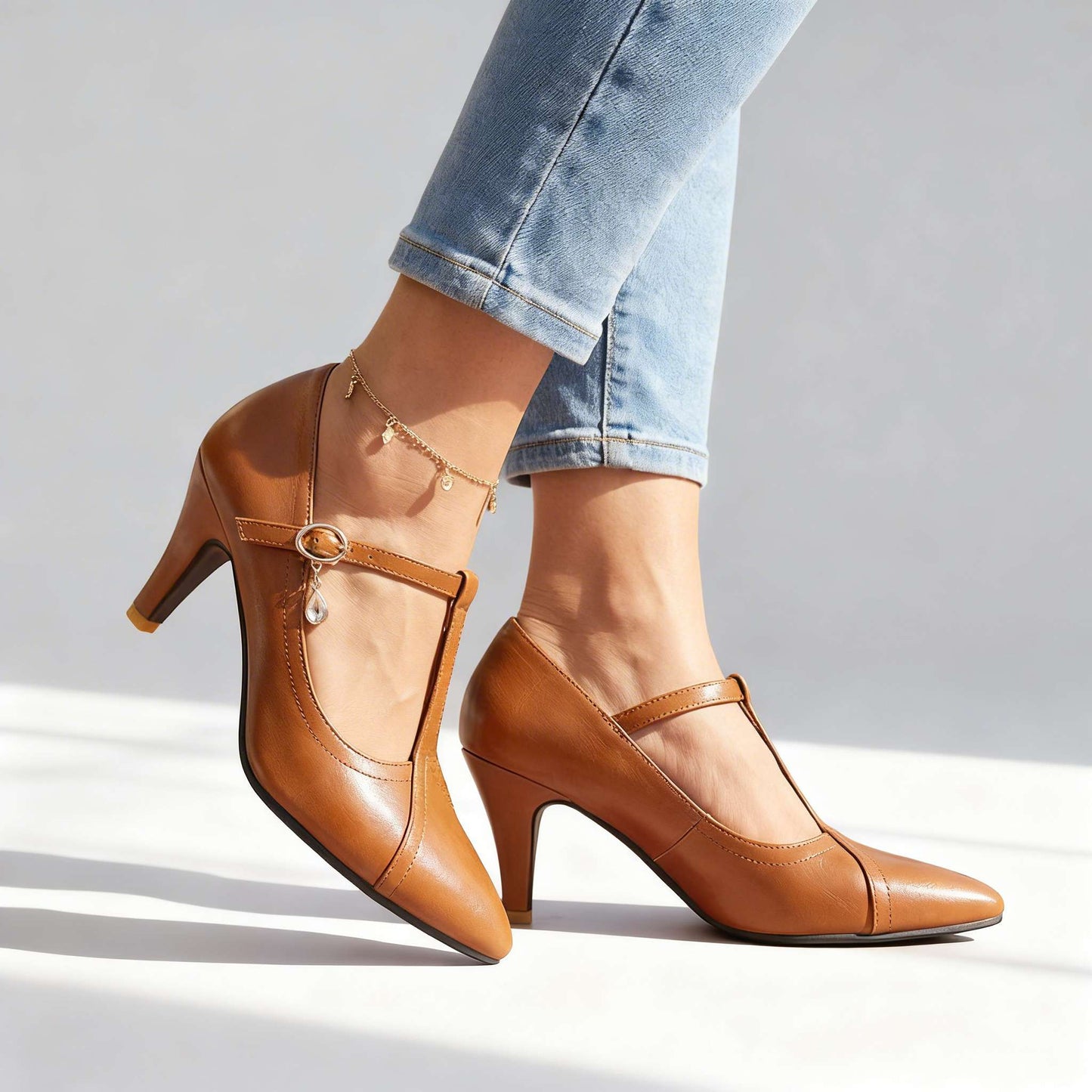 Women's Pointed Toe Mary Jane Heels Klara