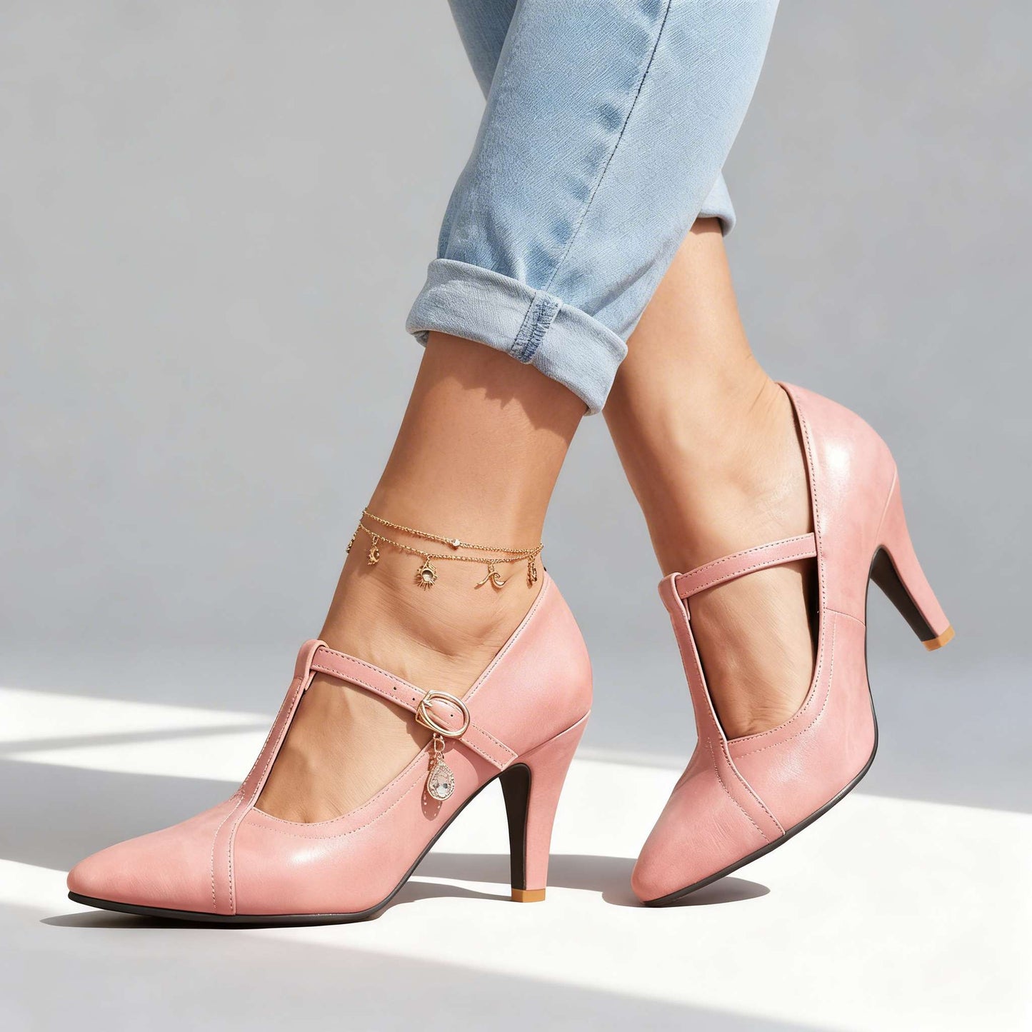 Women's Pointed Toe Mary Jane Heels Klara