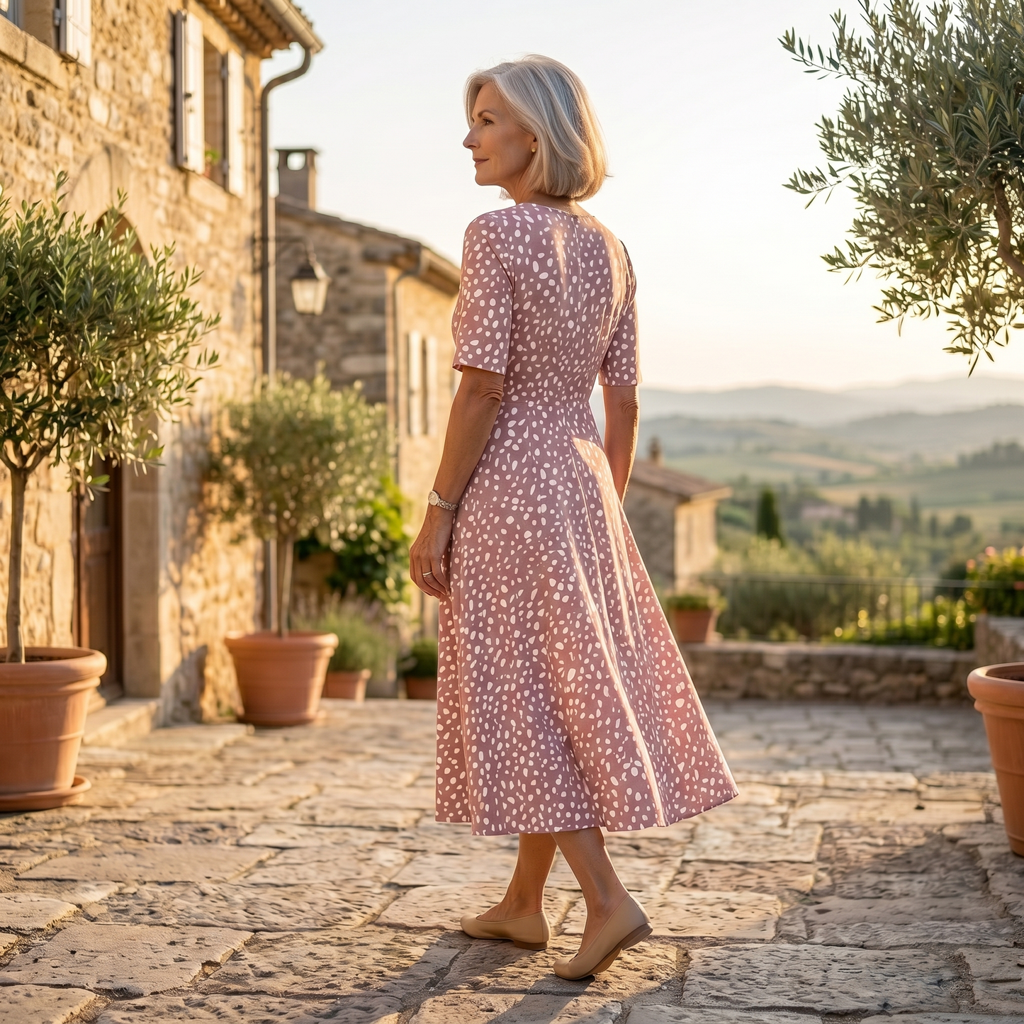 Women's Polka Dot Midi Dress Klara