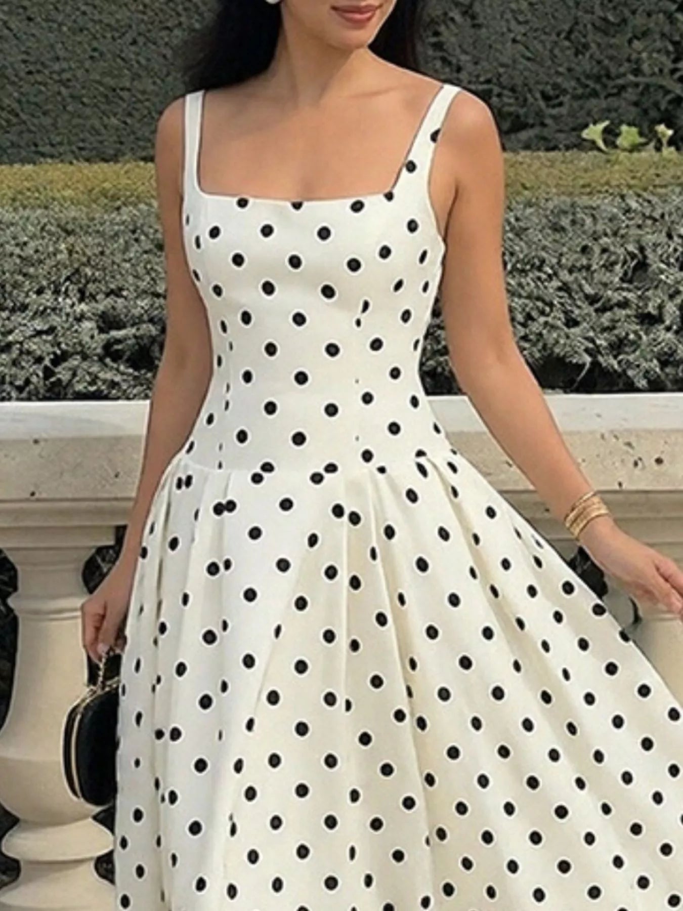 Women's Polka Dot Square Neck Maxi Dress Klara