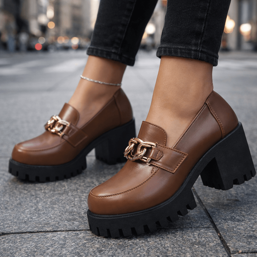 Women's Premium Leather Chunky Platform Loafers Klara