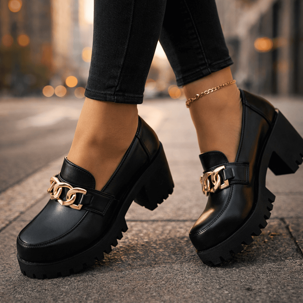 Women's Premium Leather Chunky Platform Loafers Klara