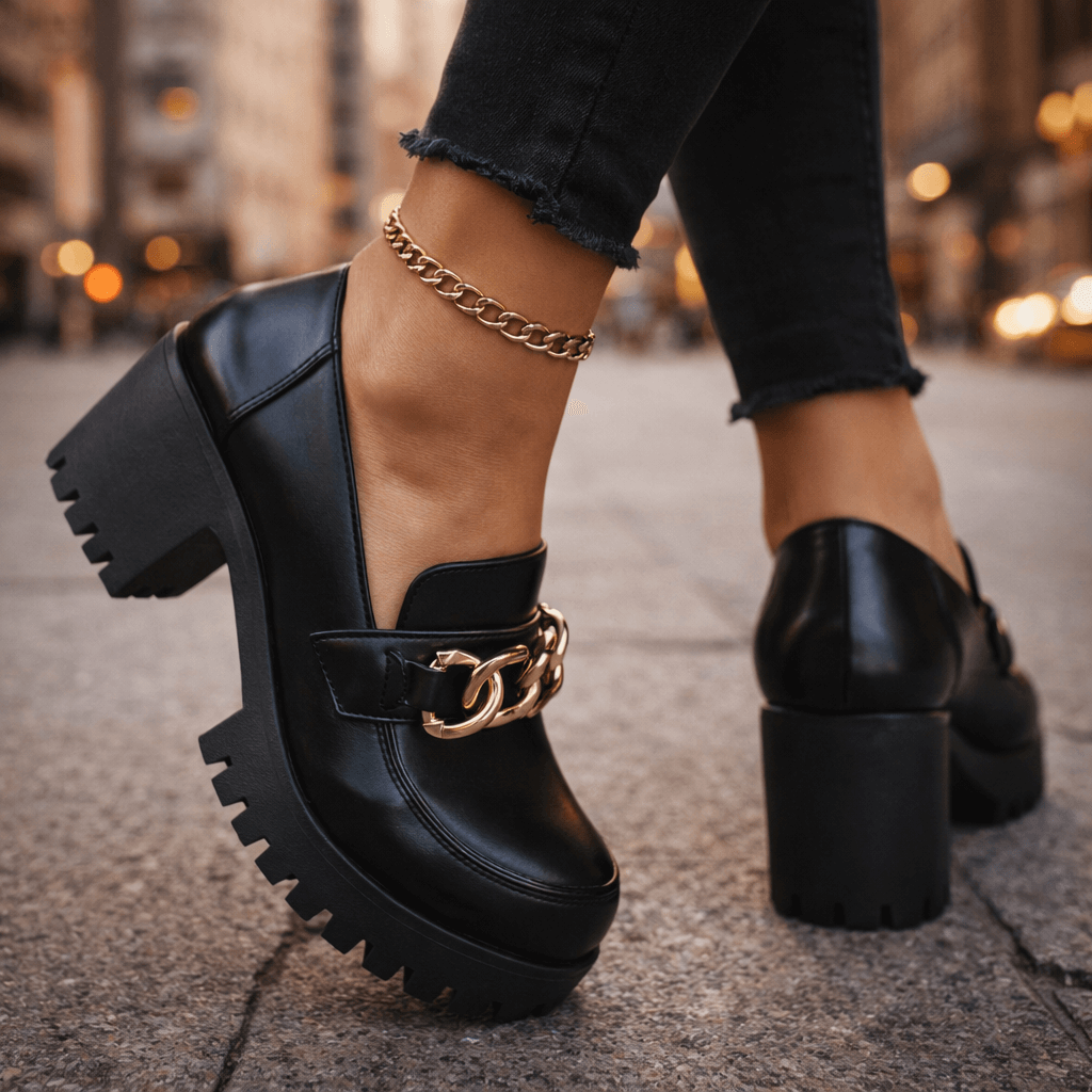 Women's Premium Leather Chunky Platform Loafers Klara