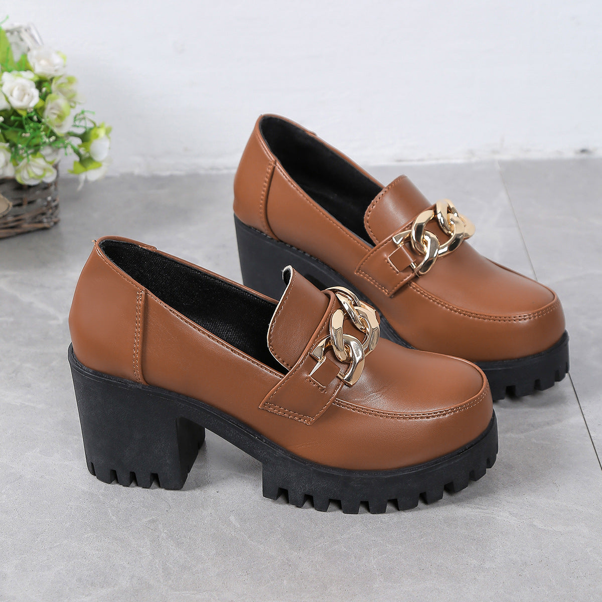 Women's Premium Leather Chunky Platform Loafers Klara