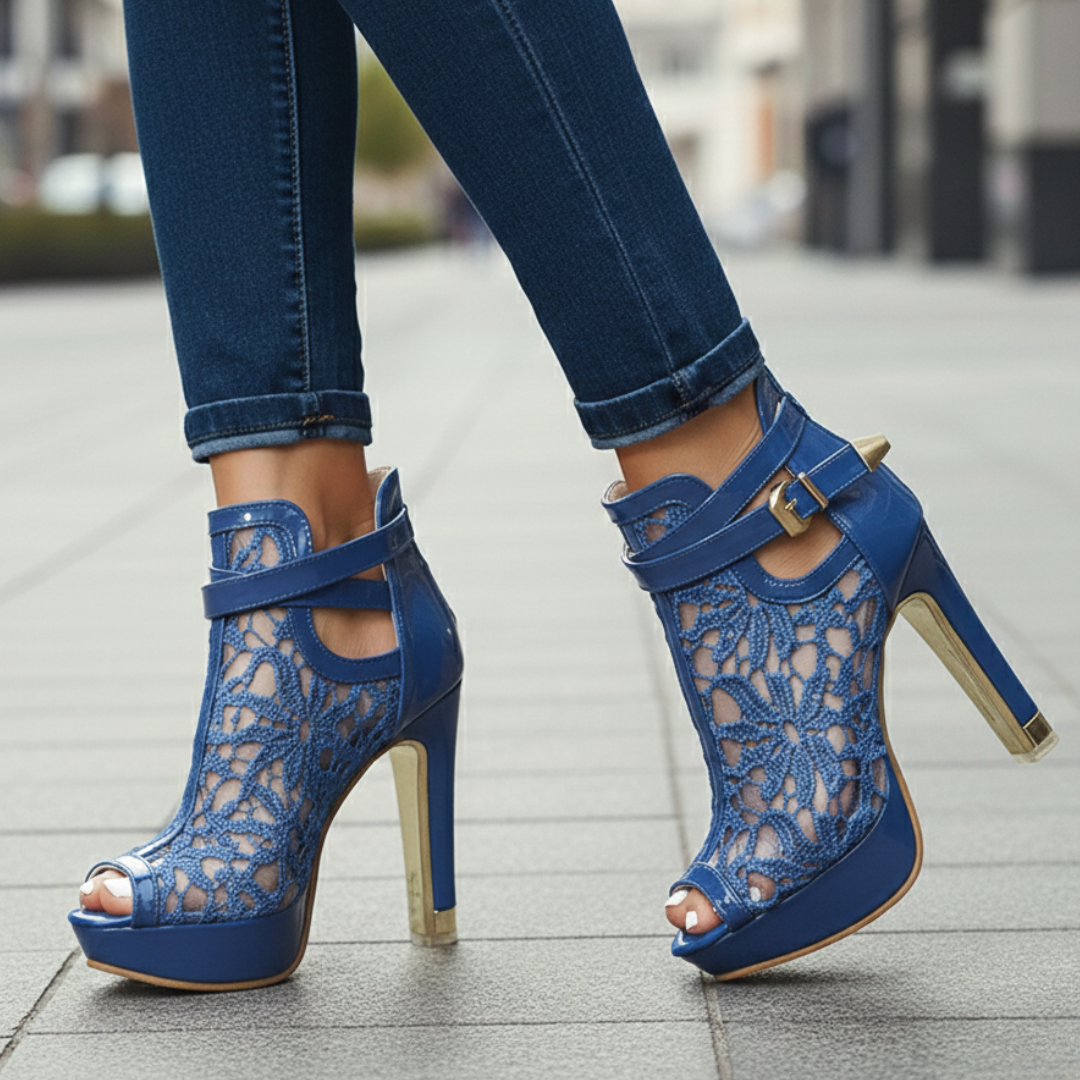 Women's Premium Leather Lace Heels Klara