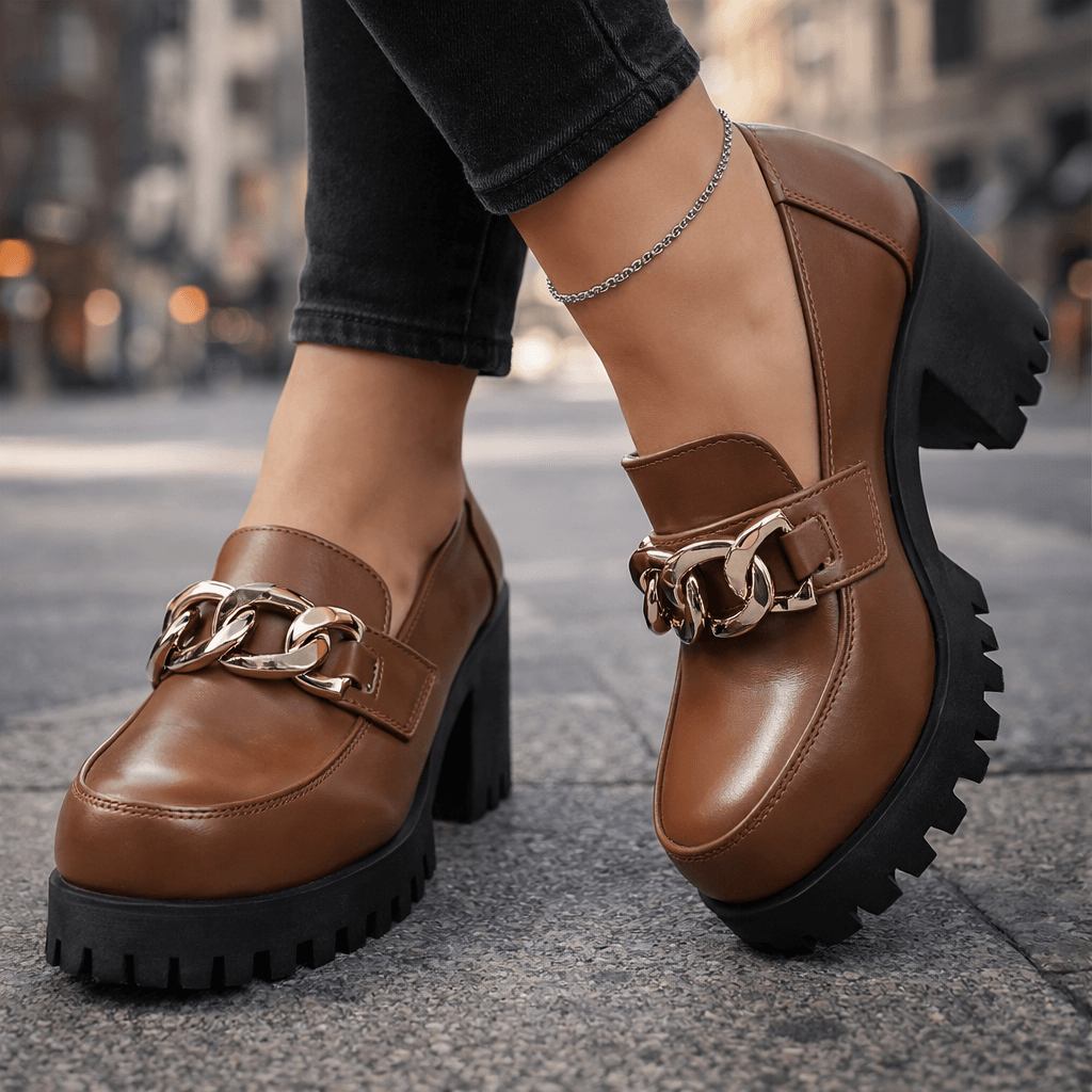 Women's Premium Leather Platform Loafers Klara