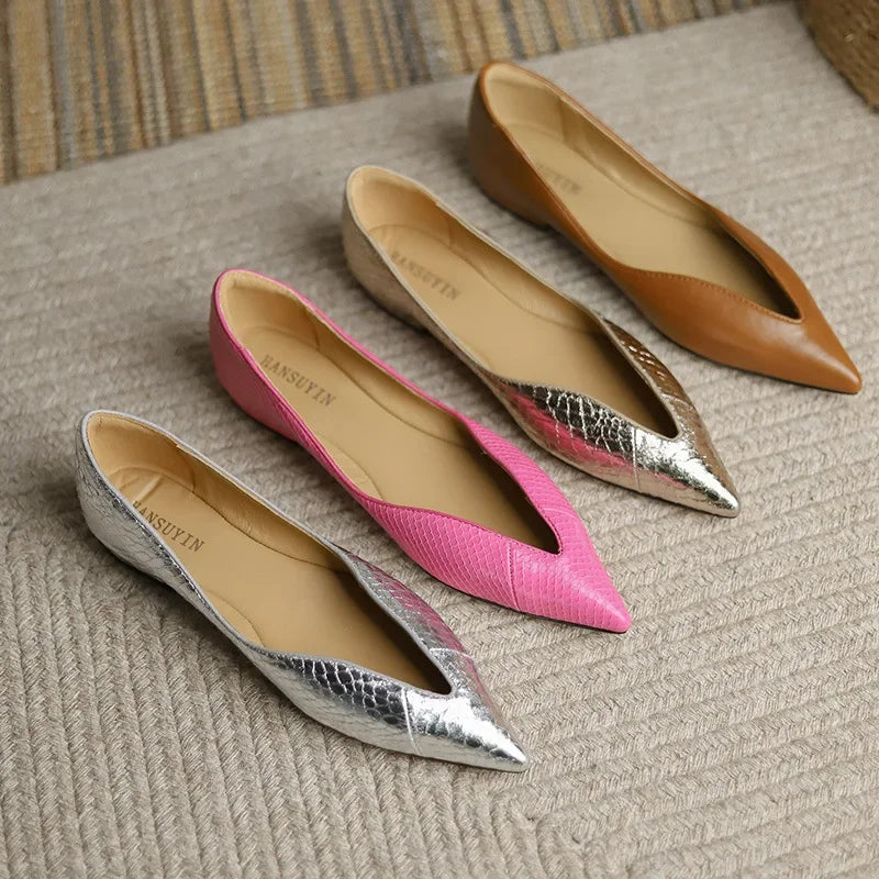 Women's Premium Leather Pointed Ballet Flats Klara