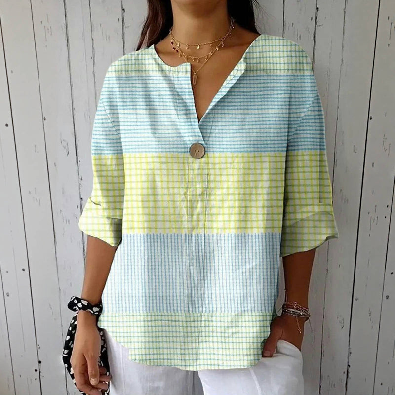 Women's Printed Cotton-Polyester Long Sleeve Blouse Klara
