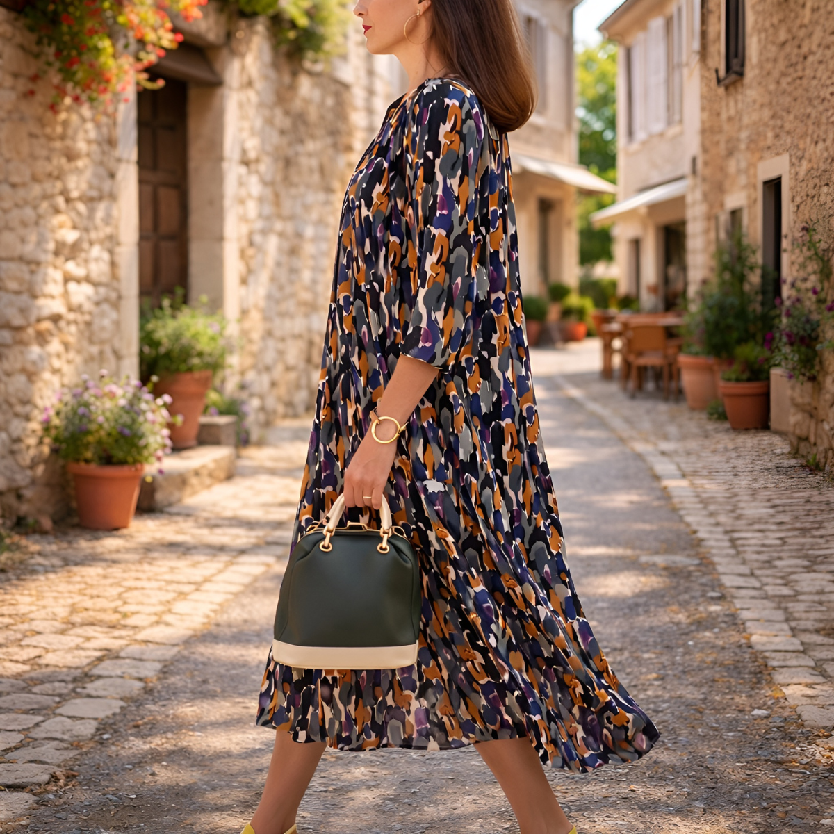 Women's Printed V-Neck Maxi Dress Klara