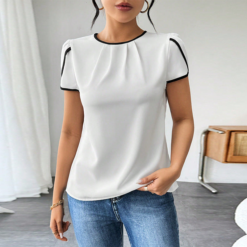 Women's Puff Sleeve Top with Contrasting Accents Klara