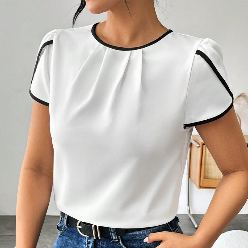 Women's Puff Sleeve Top with Contrasting Accents Klara